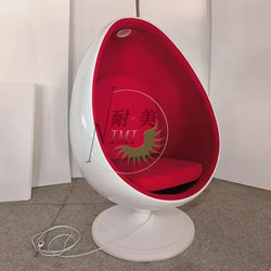 XZQ Oval Eggshell Ball Chair 🎧 Modern Fiberglass Bubble Chair with Built-in Audio