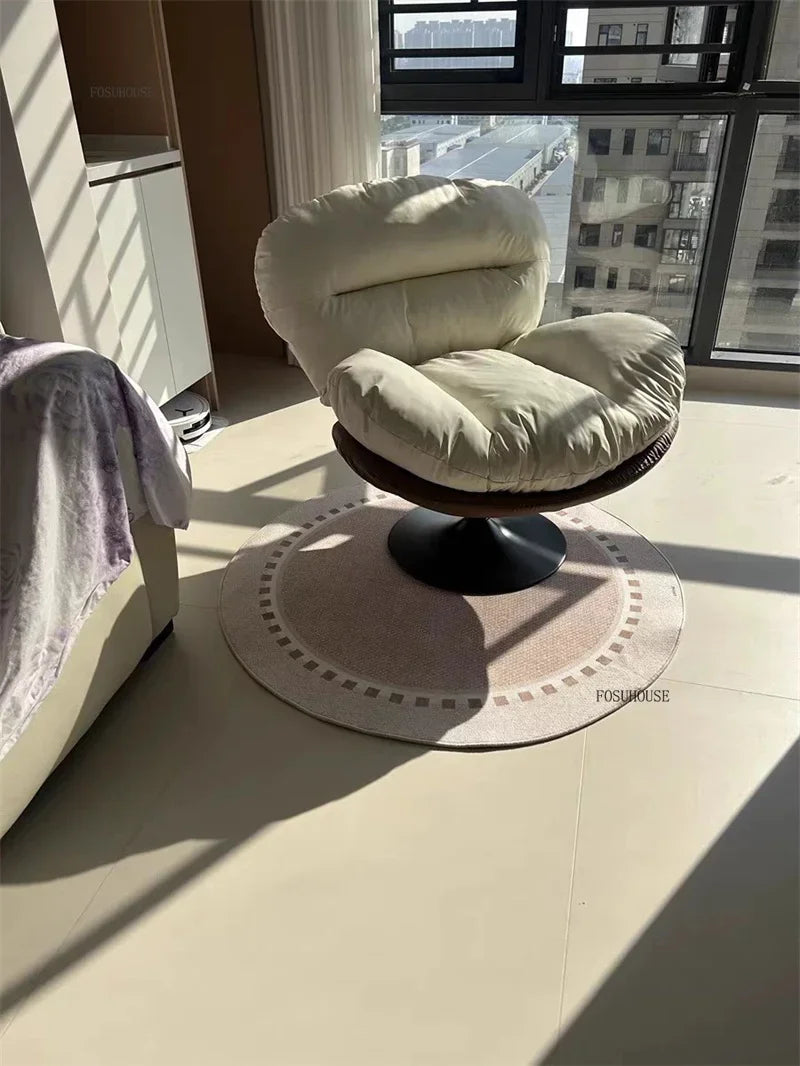 🪶 Balcony Leisure Swivel Eggshell Chair – Light Luxury Single Sofa for Modern Living 🛋️✨