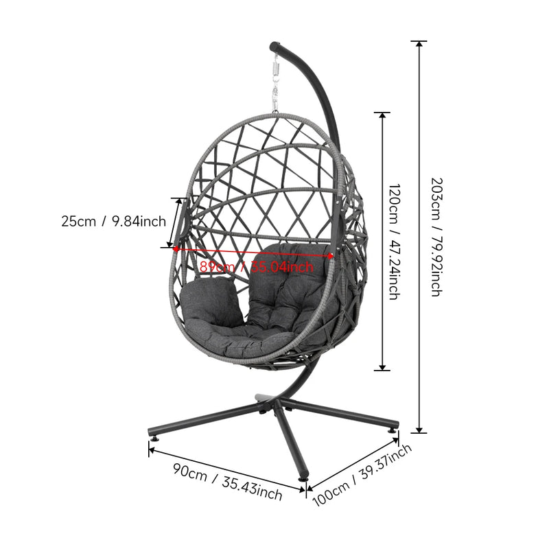 Woven Hanging Egg Chair with Stand & Cushions – Indoor/Outdoor Leisure Swing 🪶✨