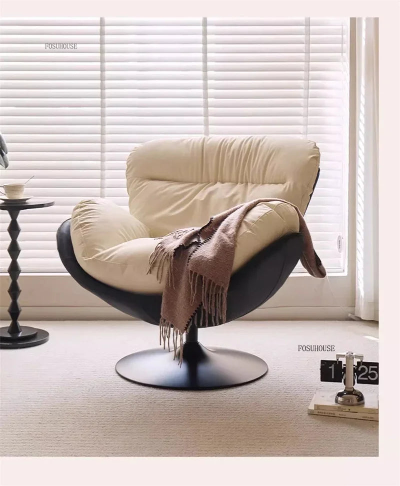 🪶 Balcony Leisure Swivel Eggshell Chair – Light Luxury Single Sofa for Modern Living 🛋️✨