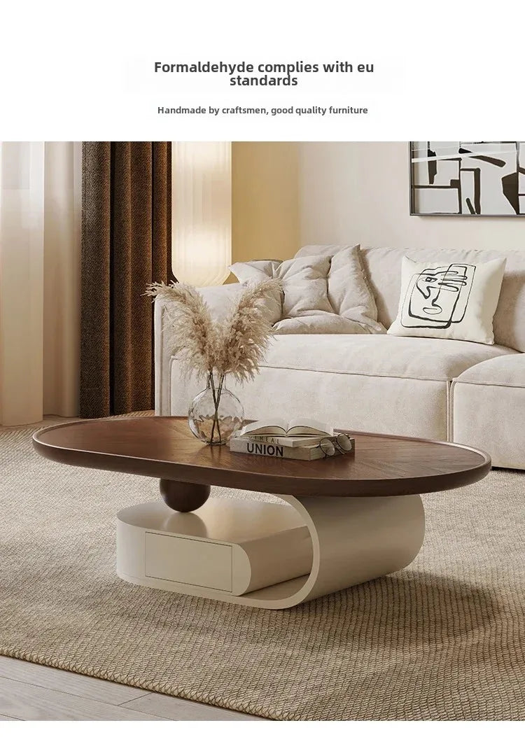 Antique Walnut Round Coffee Table – Modern Minimalist Side & Tea Table ☕✨