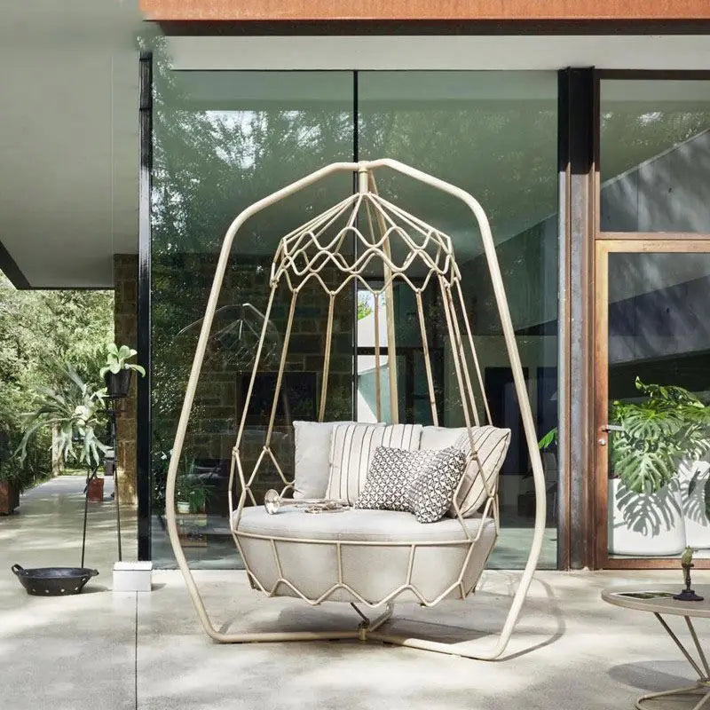 Outdoor Hanging Rattan Egg Chair Double Hammock Swing Chair