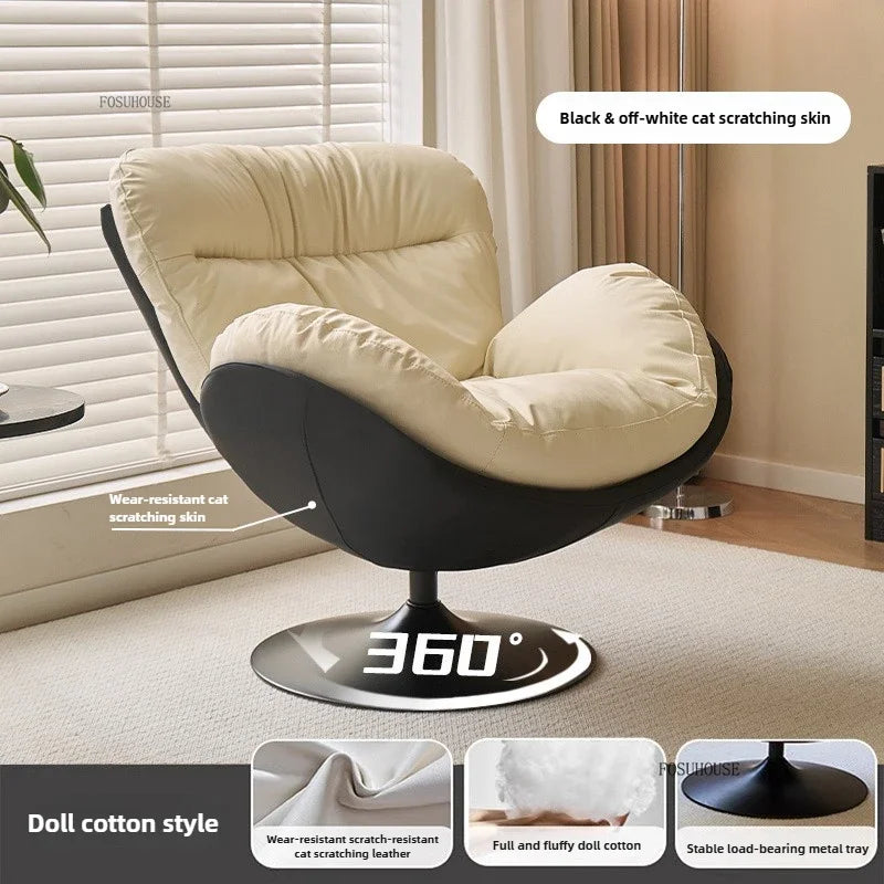 🪶 Balcony Leisure Swivel Eggshell Chair – Light Luxury Single Sofa for Modern Living 🛋️✨