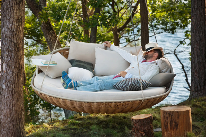 Wicker Hanging Egg Swing Basket Chair with Cushion and Stand