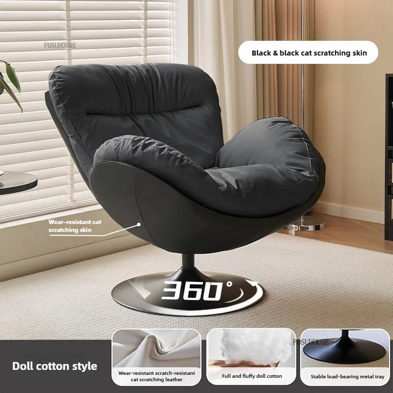 🪶 Balcony Leisure Swivel Eggshell Chair – Light Luxury Single Sofa for Modern Living 🛋️✨