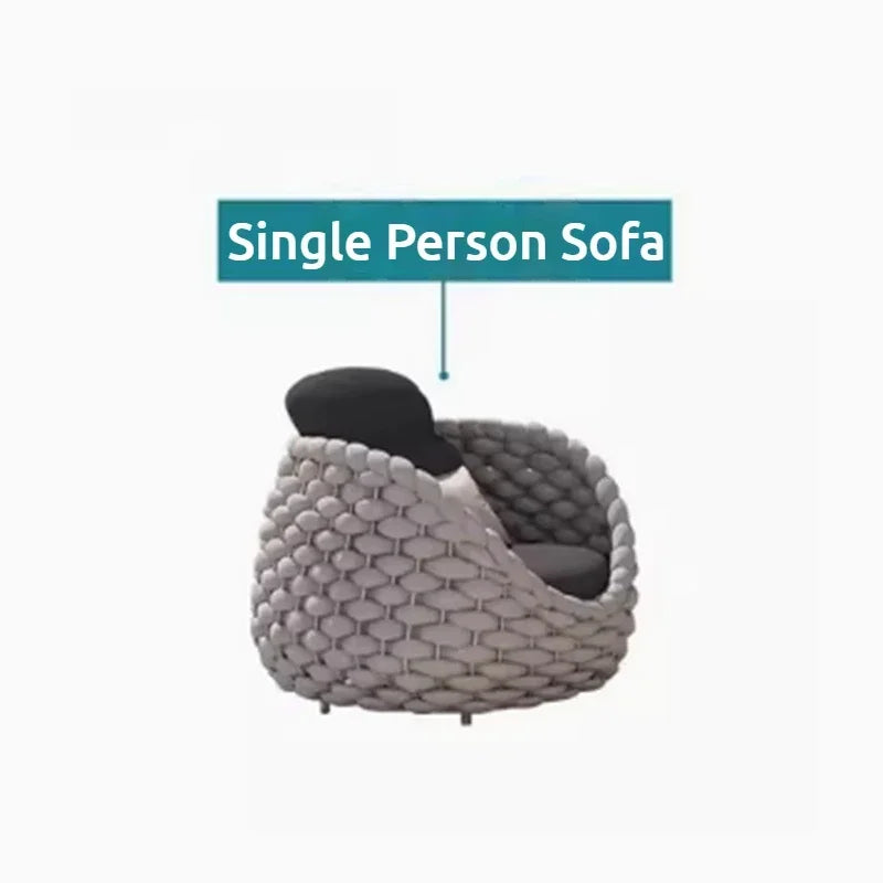 Nordic Rattan Outdoor Beach Chairs Villa Backrest Sofa Designer Coffee Table
