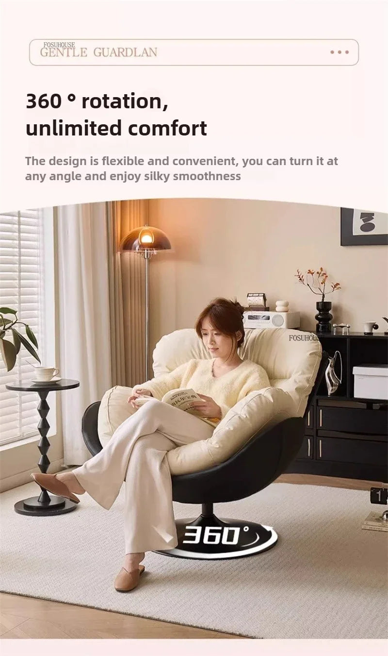 🪶 Balcony Leisure Swivel Eggshell Chair – Light Luxury Single Sofa for Modern Living 🛋️✨