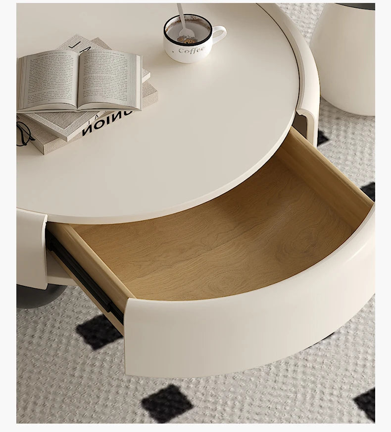 Cream Luxury Coffee Table – Modern Aesthetic with Storage Drawers ☕✨