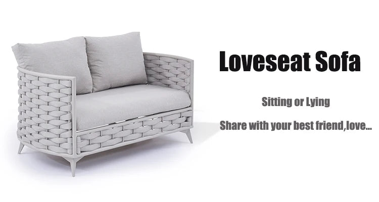 Modern Luxury Outdoor Aluminum Rope Patio Sofa Set