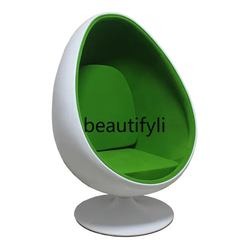 XZQ Oval Eggshell Ball Chair 🎧 Modern Fiberglass Bubble Chair with Built-in Audio
