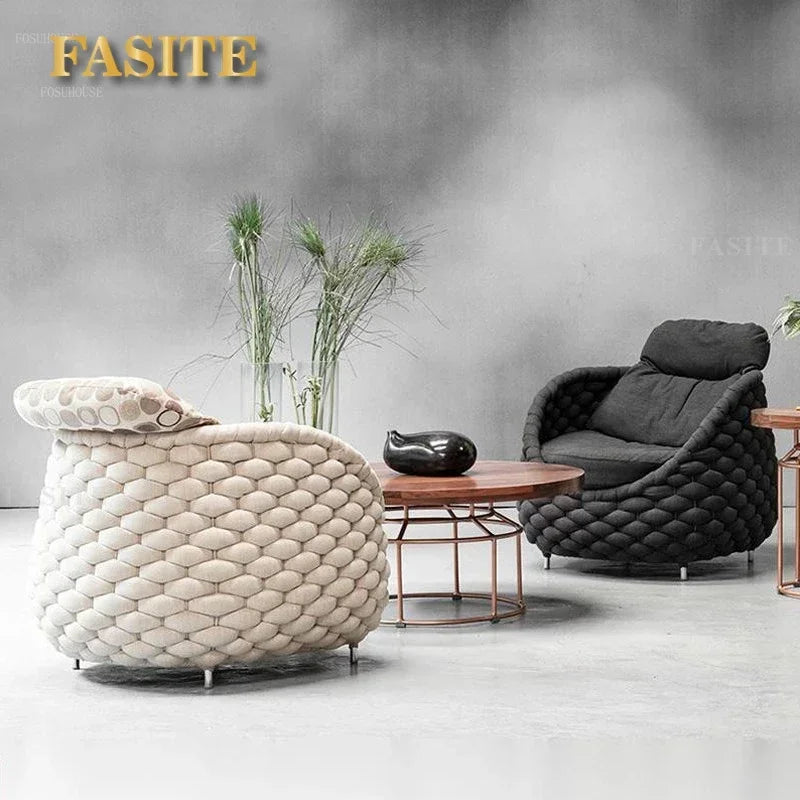 Nordic Rattan Outdoor Beach Chairs Villa Backrest Sofa Designer Coffee Table
