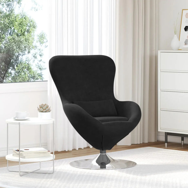 Black Velvet Egg Chair – Modern Retro Lounge Seat for Living Room & Bedroom 🖤✨