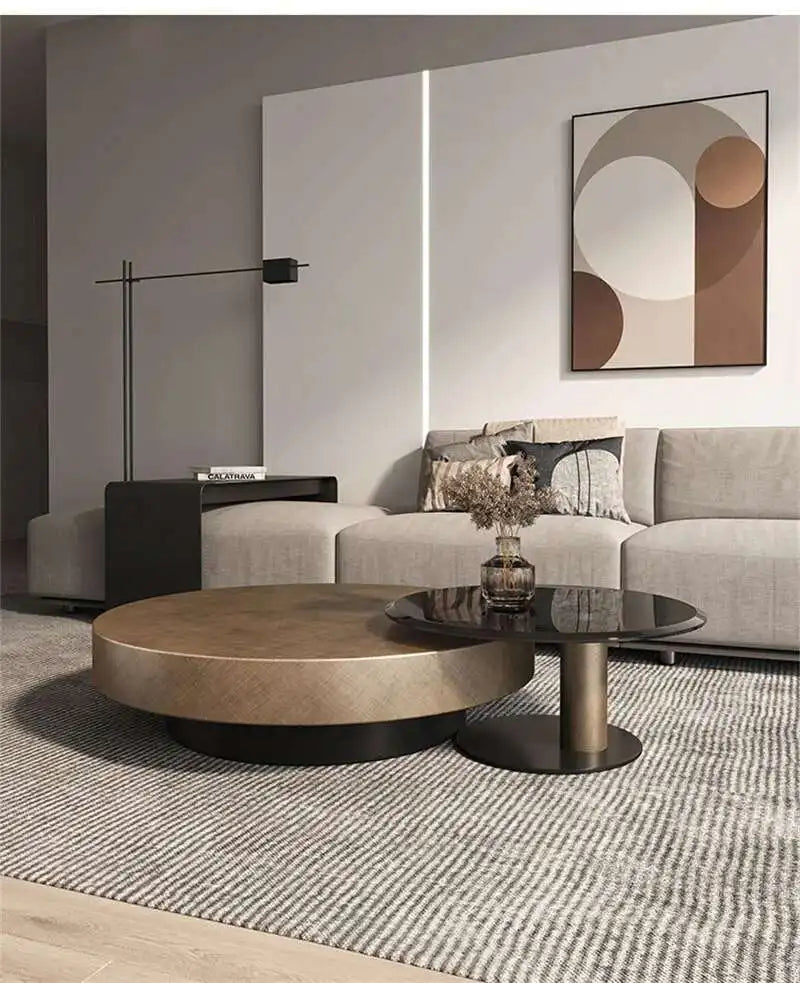 Luxury Round Coffee Table – Stainless Steel & Tempered Glass Design