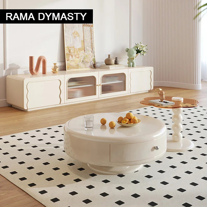 French Round Tea Table Set – Modern Light Luxury Coffee Table