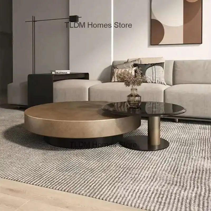 Luxury Round Coffee Table – Stainless Steel & Tempered Glass Design
