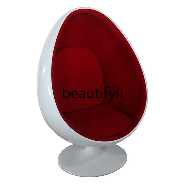 XZQ Oval Eggshell Ball Chair 🎧 Modern Fiberglass Bubble Chair with Built-in Audio