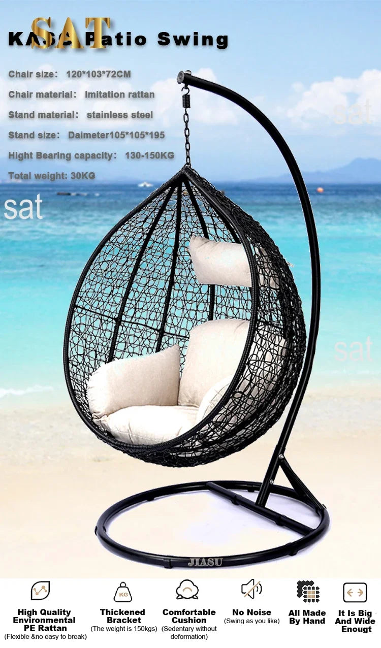 Two-Seater Patio Swing with Cup Holders | Double Swing Chair Outdoor Garden Furniture