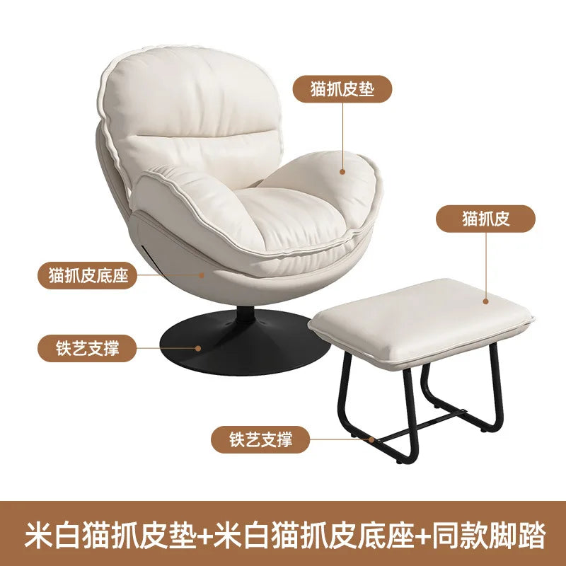 Penguin Hug Egg Chair – Luxury Rotating Lounge Recliner for Living Room 🐧✨