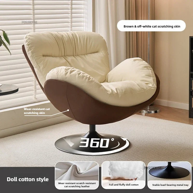 🪶 Balcony Leisure Swivel Eggshell Chair – Light Luxury Single Sofa for Modern Living 🛋️✨