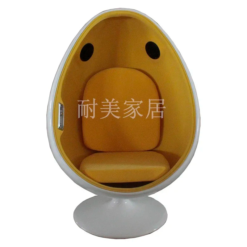 XZQ Oval Eggshell Ball Chair 🎧 Modern Fiberglass Bubble Chair with Built-in Audio