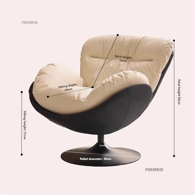 🪶 Balcony Leisure Swivel Eggshell Chair – Light Luxury Single Sofa for Modern Living 🛋️✨