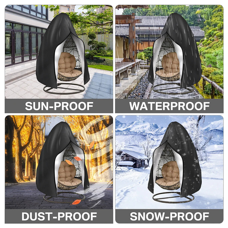 Waterproof Hanging Egg Chair Cover Outdoor with Zipper & Buckle