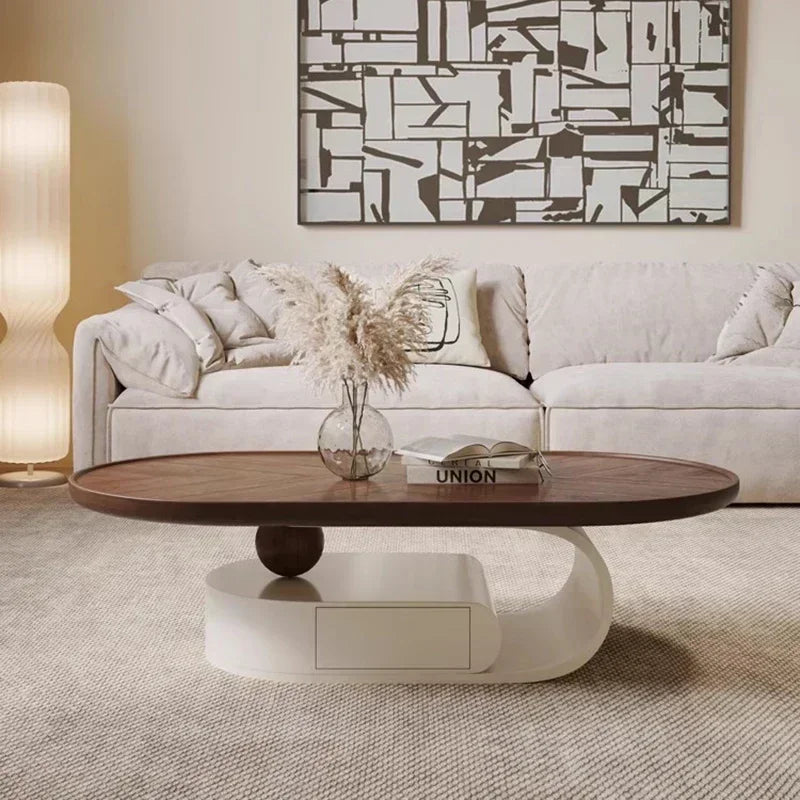 Antique Walnut Round Coffee Table – Modern Minimalist Side & Tea Table ☕✨