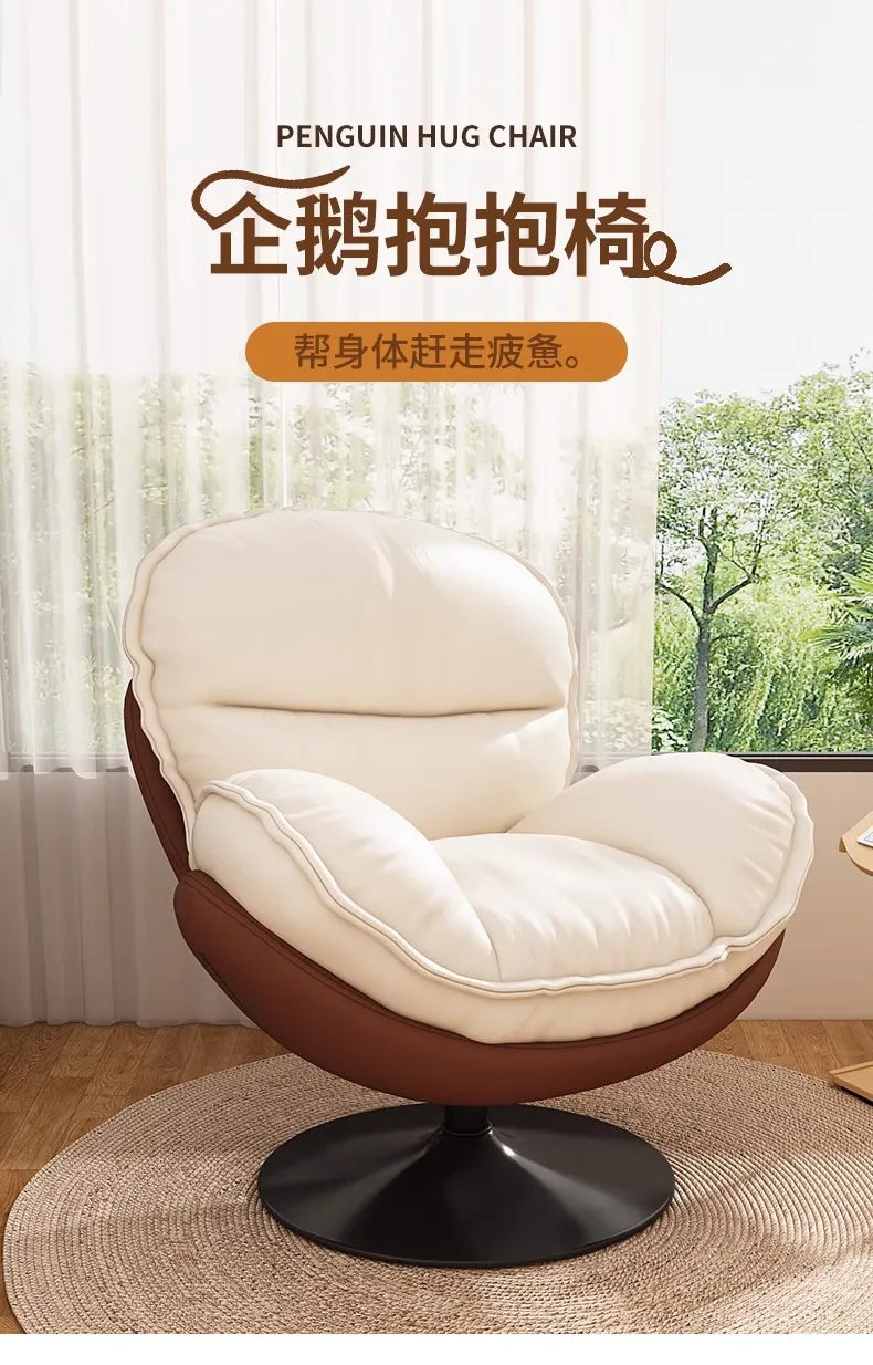 Penguin Hug Egg Chair – Luxury Rotating Lounge Recliner for Living Room 🐧✨