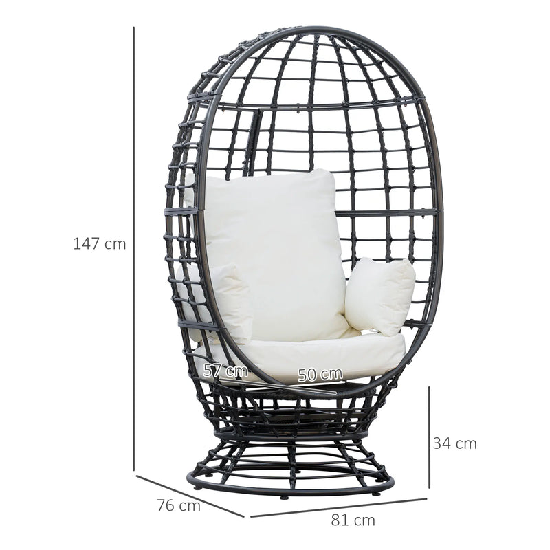 Outsunny Swivel Rattan Egg Chair with Cushion & Pillow