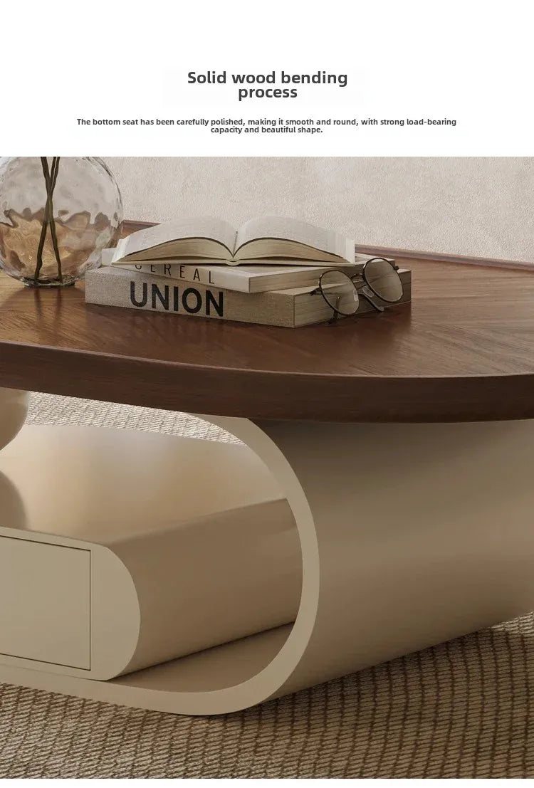 Antique Walnut Round Coffee Table – Modern Minimalist Side & Tea Table ☕✨