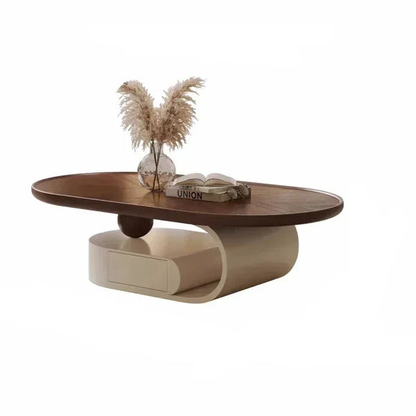 Antique Walnut Round Coffee Table – Modern Minimalist Side & Tea Table ☕✨