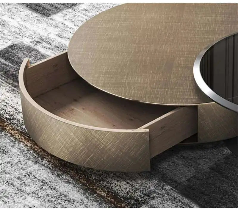Luxury Round Coffee Table – Stainless Steel & Tempered Glass Design