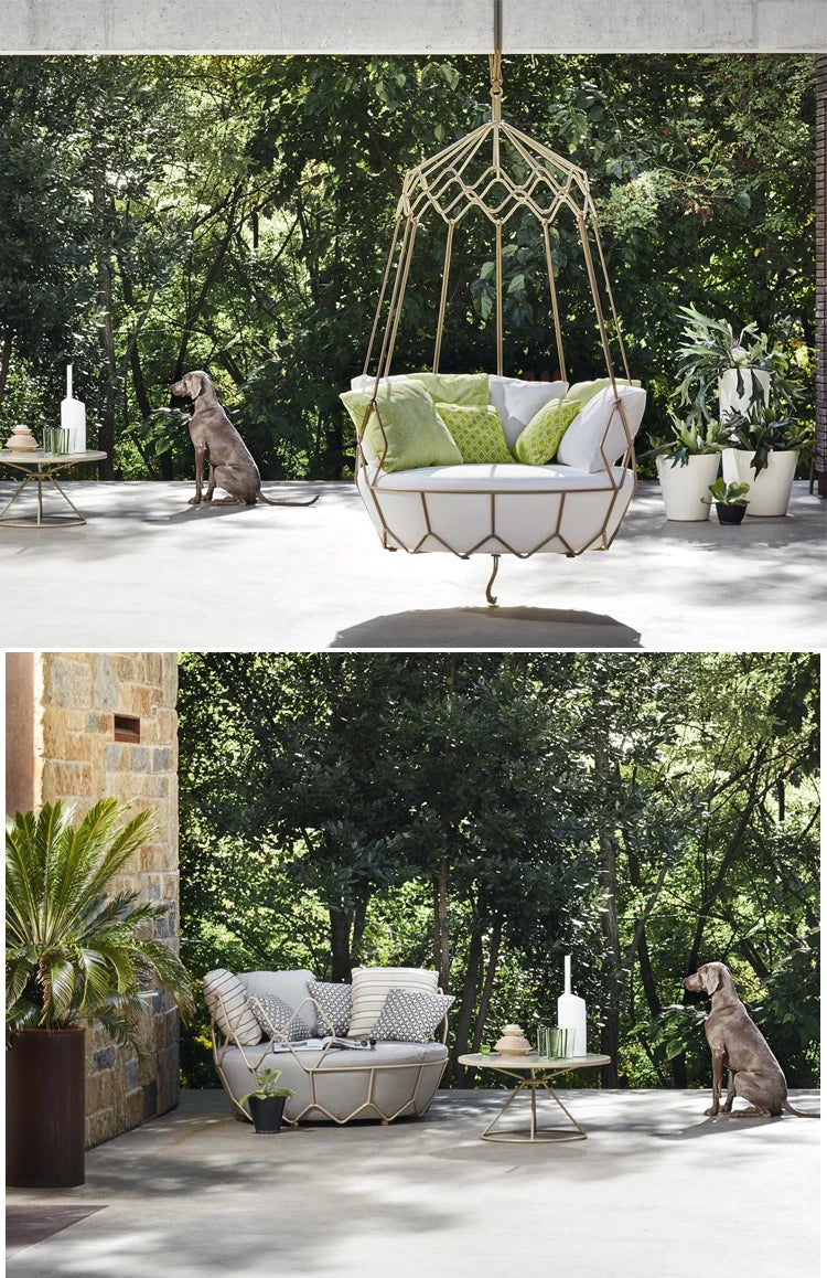 Outdoor Hanging Rattan Egg Chair Double Hammock Swing Chair