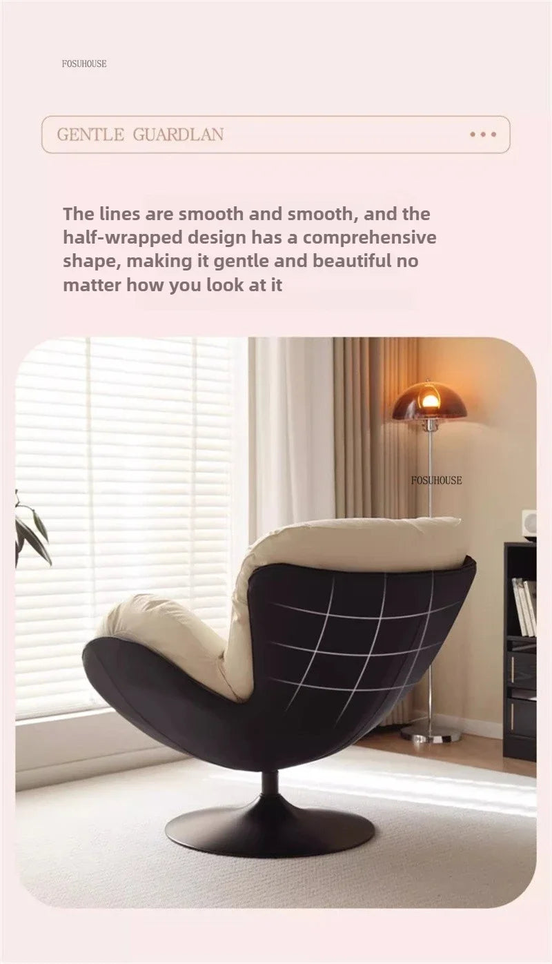 🪶 Balcony Leisure Swivel Eggshell Chair – Light Luxury Single Sofa for Modern Living 🛋️✨