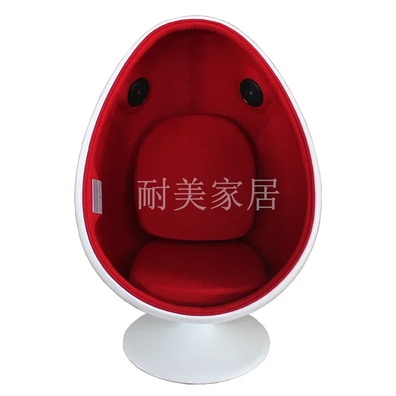 XZQ Oval Eggshell Ball Chair 🎧 Modern Fiberglass Bubble Chair with Built-in Audio