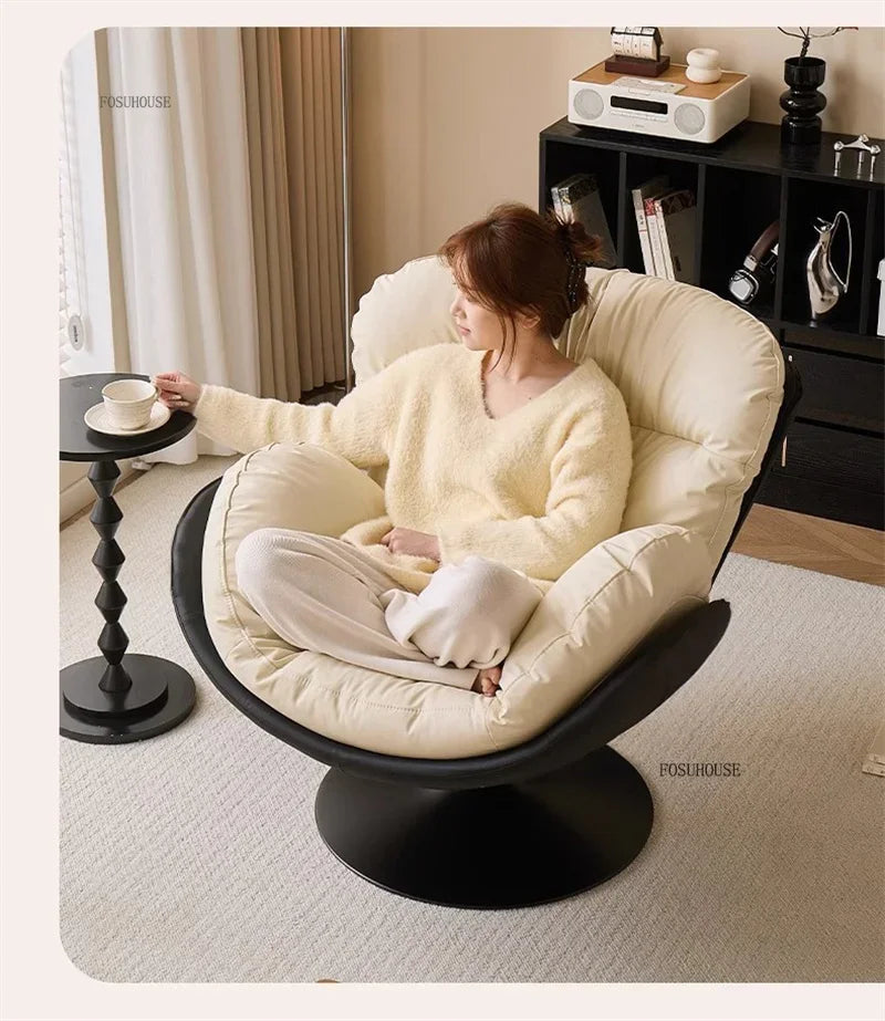 🪶 Balcony Leisure Swivel Eggshell Chair – Light Luxury Single Sofa for Modern Living 🛋️✨