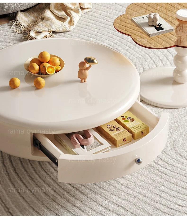 French Round Tea Table Set – Modern Light Luxury Coffee Table