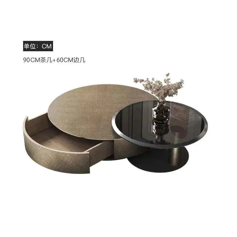 Luxury Round Coffee Table – Stainless Steel & Tempered Glass Design