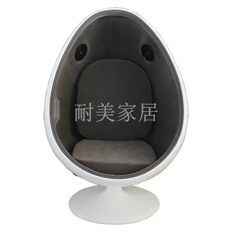 XZQ Oval Eggshell Ball Chair 🎧 Modern Fiberglass Bubble Chair with Built-in Audio