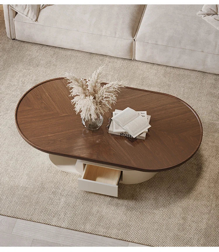 Antique Walnut Round Coffee Table – Modern Minimalist Side & Tea Table ☕✨