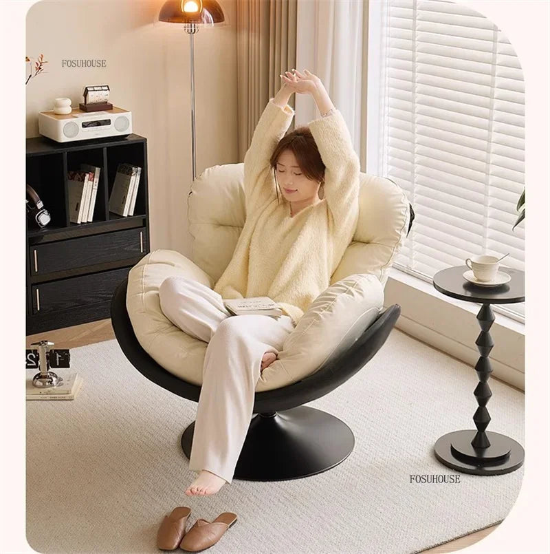 🪶 Balcony Leisure Swivel Eggshell Chair – Light Luxury Single Sofa for Modern Living 🛋️✨