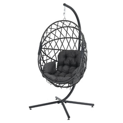Woven Hanging Egg Chair with Stand & Cushions – Indoor/Outdoor Leisure Swing 🪶✨
