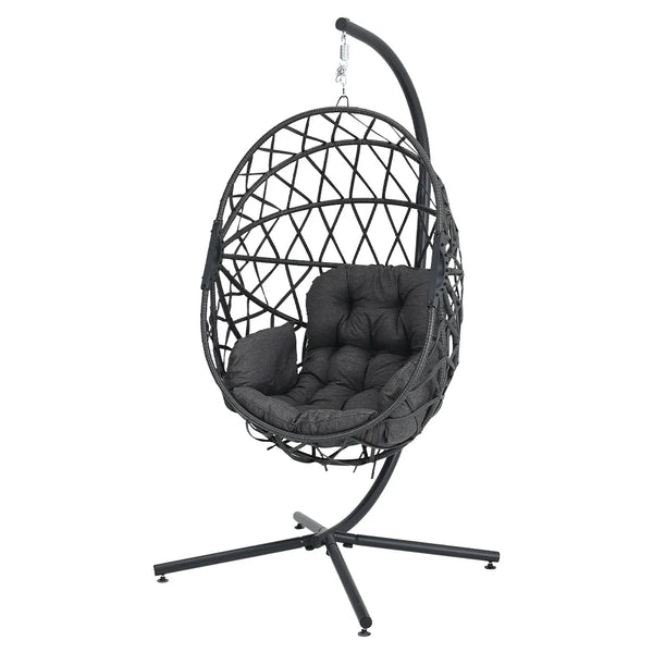 Woven Hanging Egg Chair with Stand & Cushions – Indoor/Outdoor Leisure Swing 🪶✨