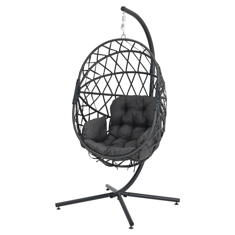 Woven Hanging Egg Chair with Stand & Cushions – Indoor/Outdoor Leisure Swing 🪶✨