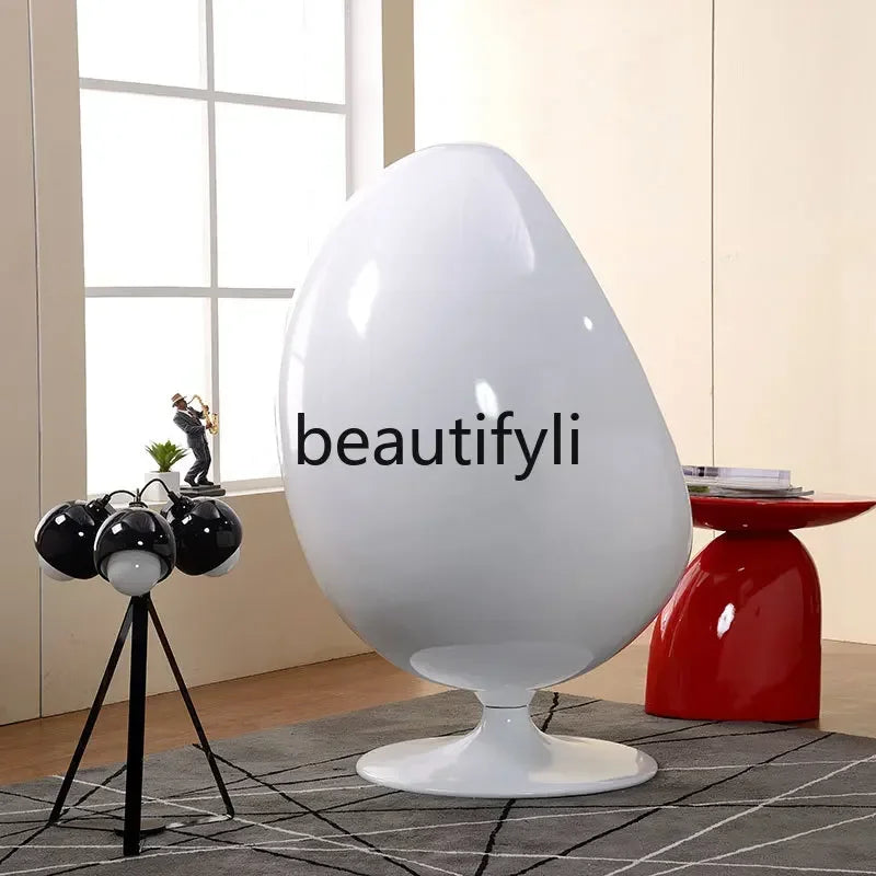 XZQ Oval Eggshell Ball Chair 🎧 Modern Fiberglass Bubble Chair with Built-in Audio