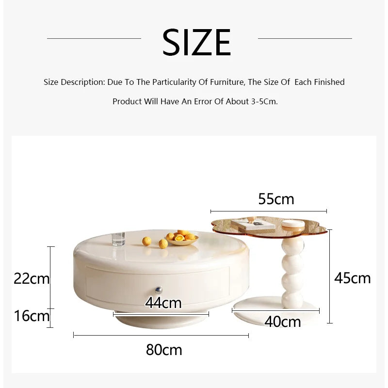 French Round Tea Table Set – Modern Light Luxury Coffee Table
