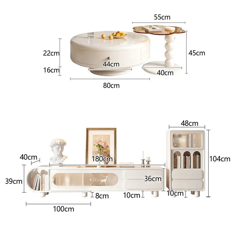 French Round Tea Table Set – Modern Light Luxury Coffee Table