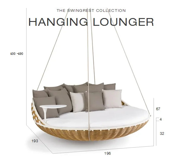 Wicker Hanging Egg Swing Basket Chair with Cushion and Stand