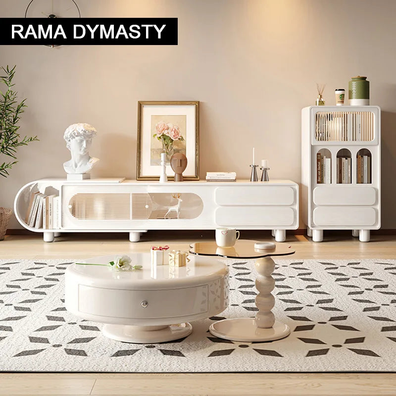 French Round Tea Table Set – Modern Light Luxury Coffee Table