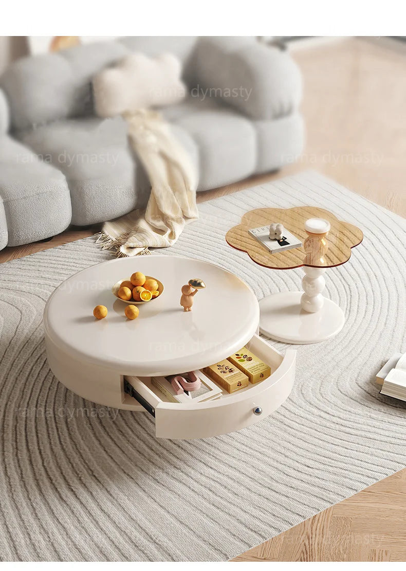 French Round Tea Table Set – Modern Light Luxury Coffee Table